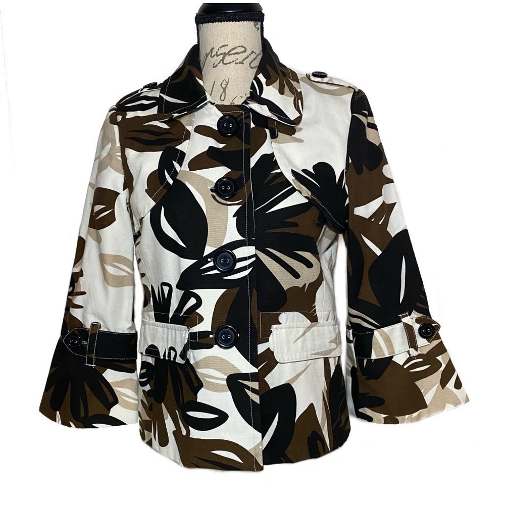 NWOT Rafaella Tropical Flare Sleeves Blazer Jacket Size Small 100% Cotton